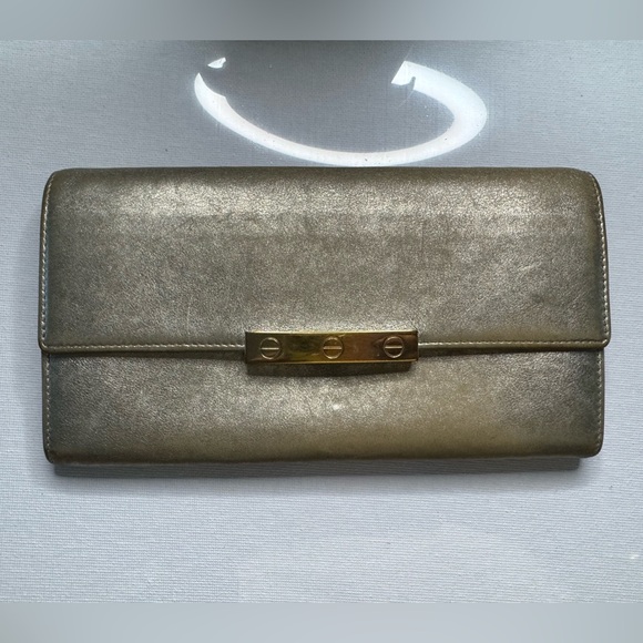 Cartier gold love continental wallet with chain